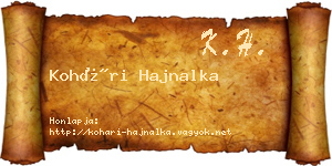 Kohári Hajnalka névjegykártya